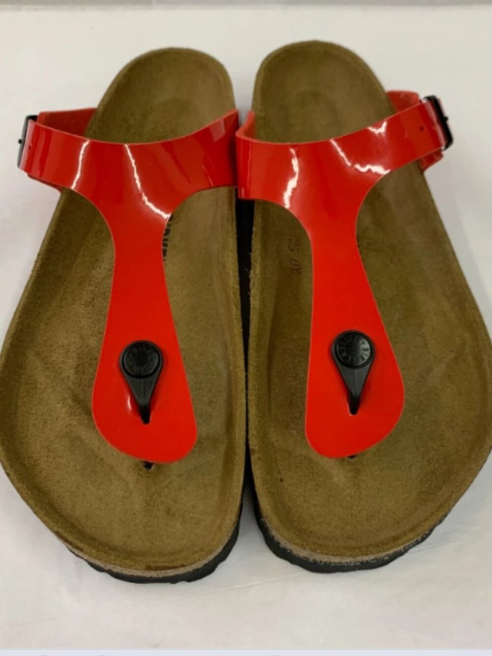 Birkenstock Gizeh Patent Cherry Birko-Flor Regular Width Sandals